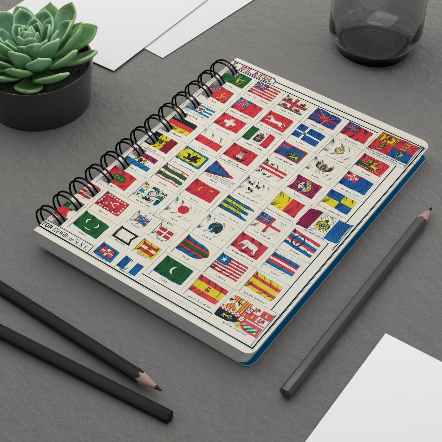 Colton National Flags Spiral Journal — J. H. Colton & Co. 1863–1866 Vexillological Chart New York
