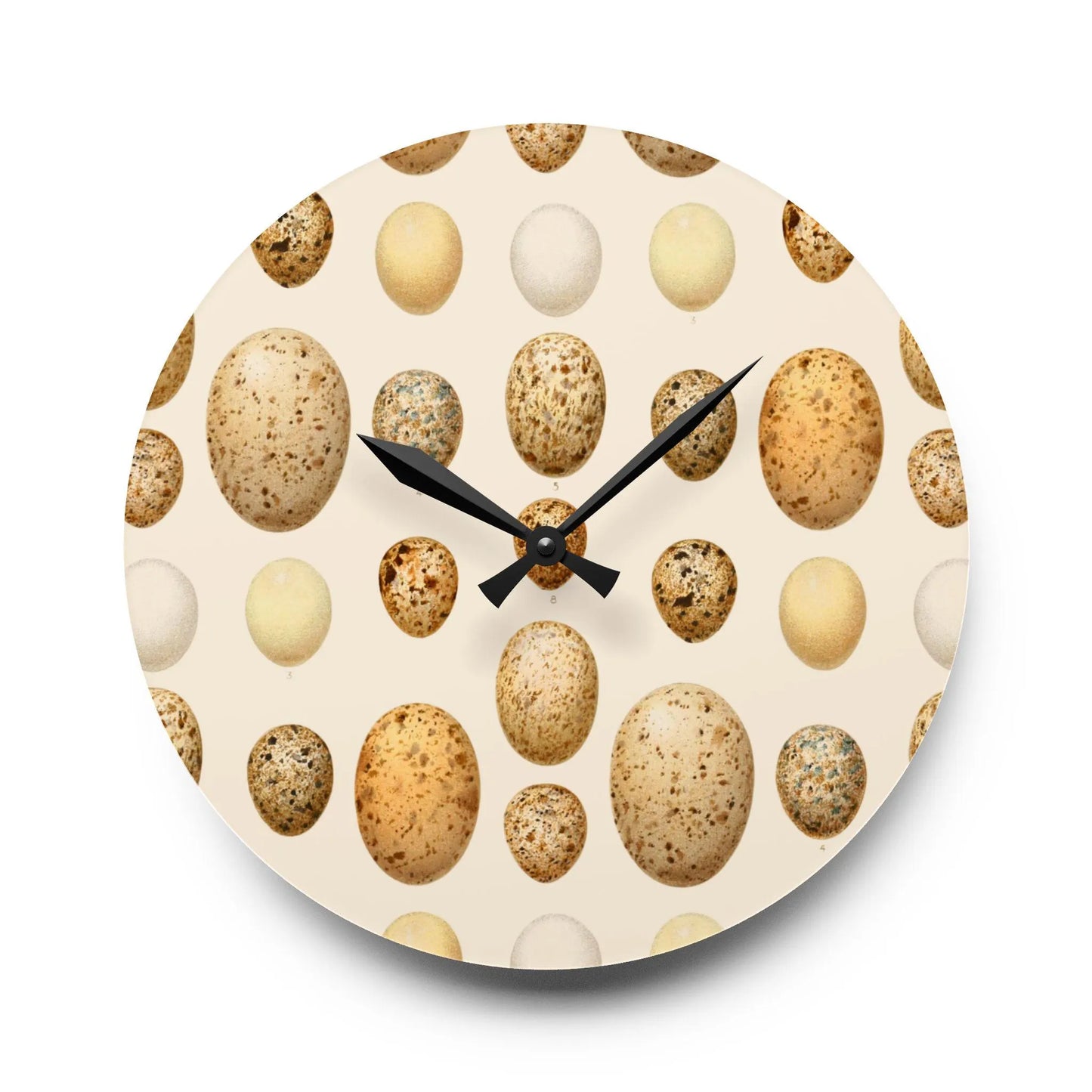 Wall clock with botanical speckled egg pattern, premium LeBonJournal natural design
