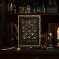 Arachnida spider journal by Godman in Victorian curiosity cabinet with glass dome specimen, brass magnifying glass and candlelight - LeBonJournal
