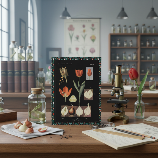Otto Schmeil 1900 Tulipa botanical journal in German university botany laboratory tulip bulb microscope brass - LeBonJournal