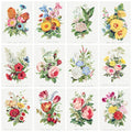 Mosaic of 12 hand-colored Victorian floral illustrations from Robert Tyas's Language of Flowers - LeBonJournal