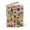 Black cat collage hardcover journal featuring Belle Époque vintage posters Steinlen Tournée du Chat Noir 1896 Nelly Umbstaetter Edward Penfield Art Nouveau - LeBonJournal