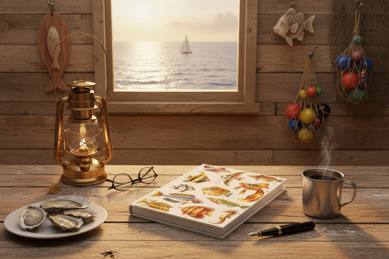 Colorful Fishes Journal - Fisherman's Cabin Scene