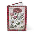Hardcover journal standing upright showing De Bry 1641 daisies and chrysanthemums botanical engraving on front cover - LeBonJournal