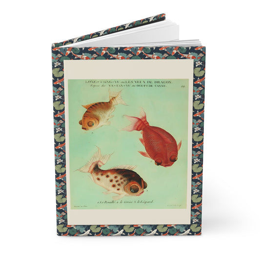 Goldfish hardcover journal featuring François-Nicolas Martinet 1780 hand-colored engraving Plate 22 Dragon Eyes - LeBonJournal