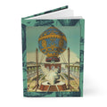 Hot air balloon hardcover journal featuring Claude Louis Desrais 1786 hand-colored engraving of Montgolfier brothers Versailles demonstration September 1783 with Le Réveillon balloon and royal court - LeBonJournal