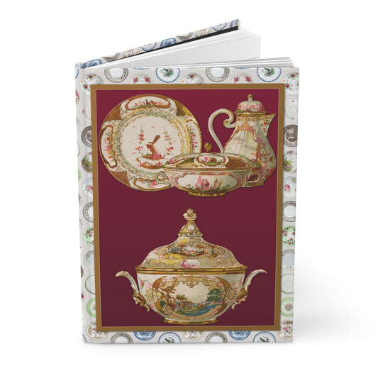 Karl Berling 1900 Meissen porcelain journal with German botanical ceramic art plates - LeBonJournal