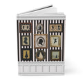 silhouette gallery journal with 18th-century profile portraits on black white striped wallpaper boiserie - LeBonJournal