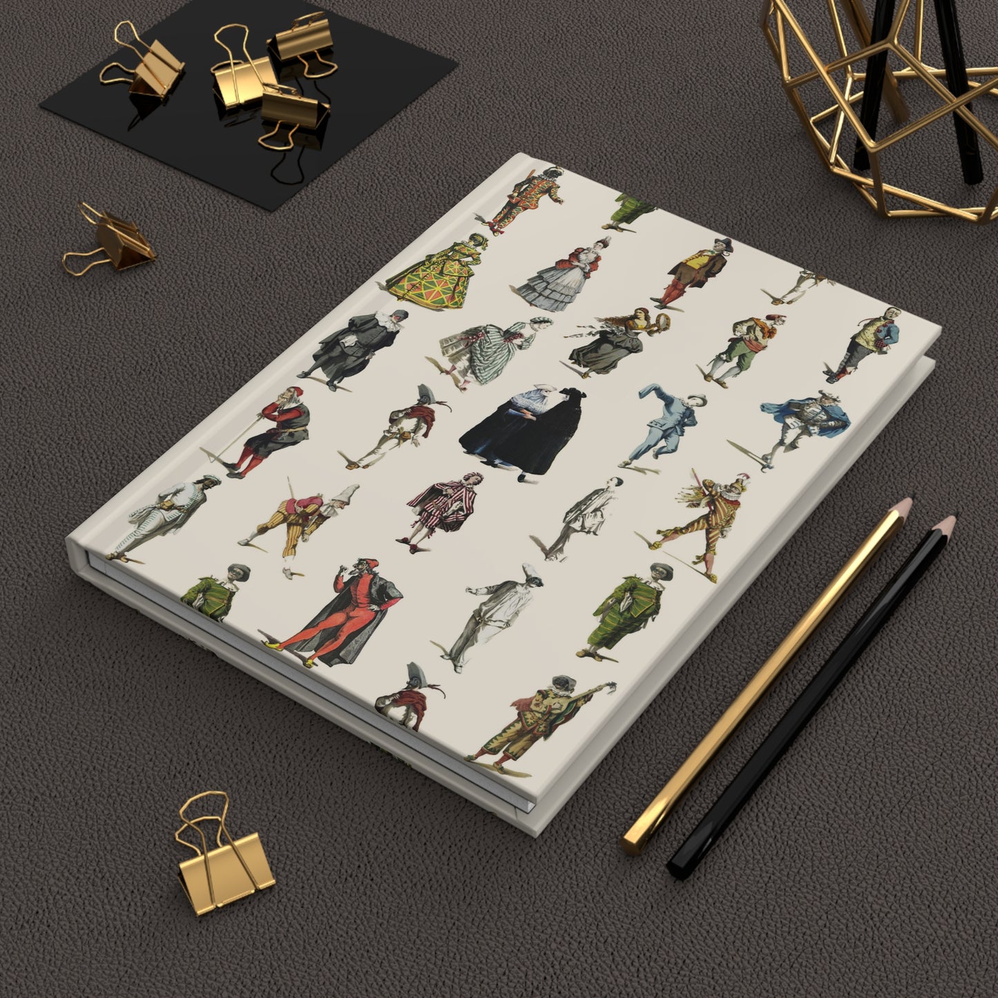 Commedia dell'Arte Characters Hardcover Journal — Matte Artistic Sketchbook