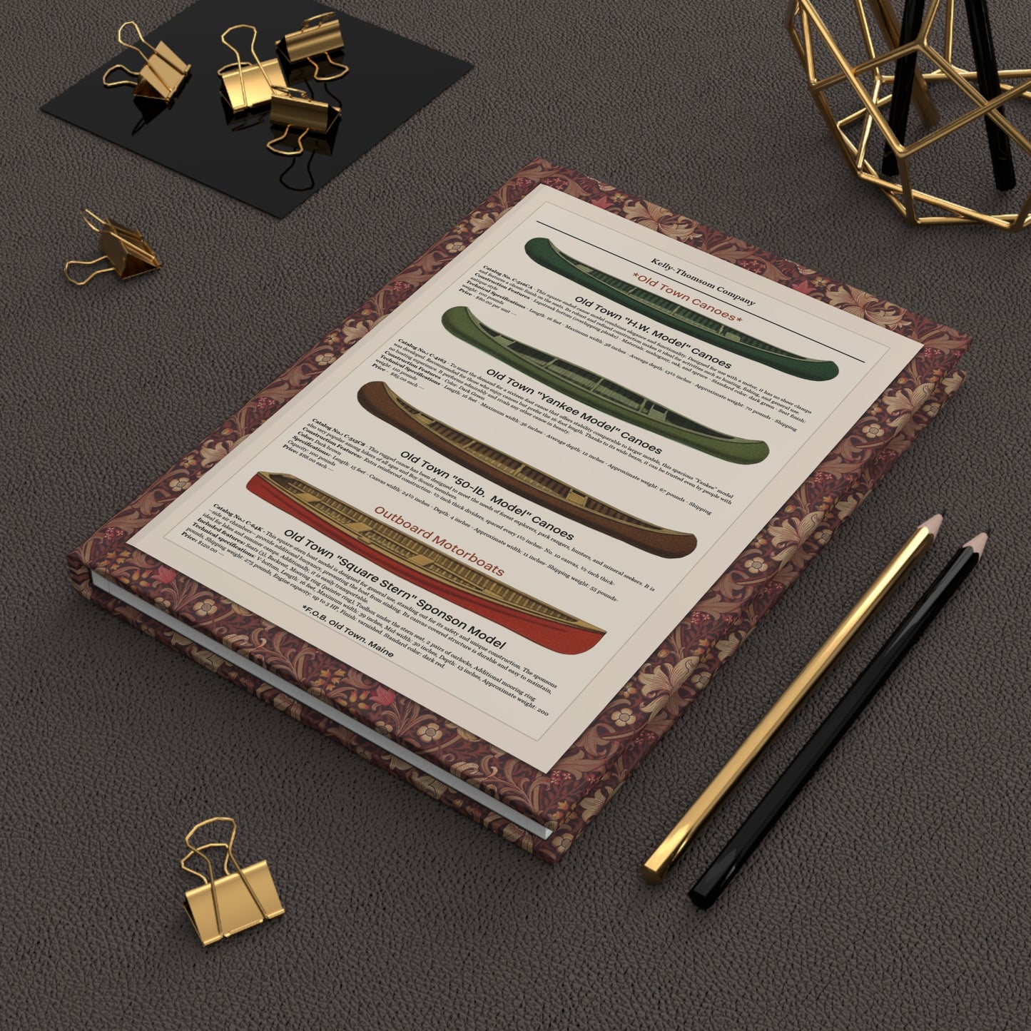 Canoes Hardcover Journal — Matte Canoe Pattern Notebook