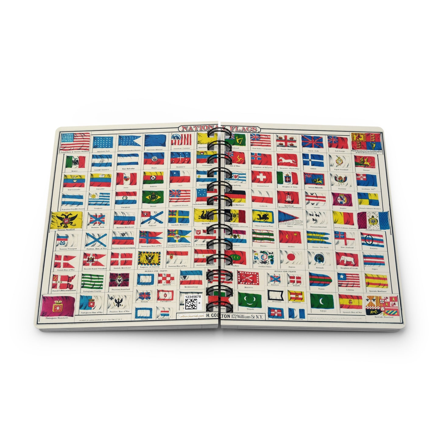 Colton National Flags Spiral Journal — J. H. Colton & Co. 1863–1866 Vexillological Chart New York