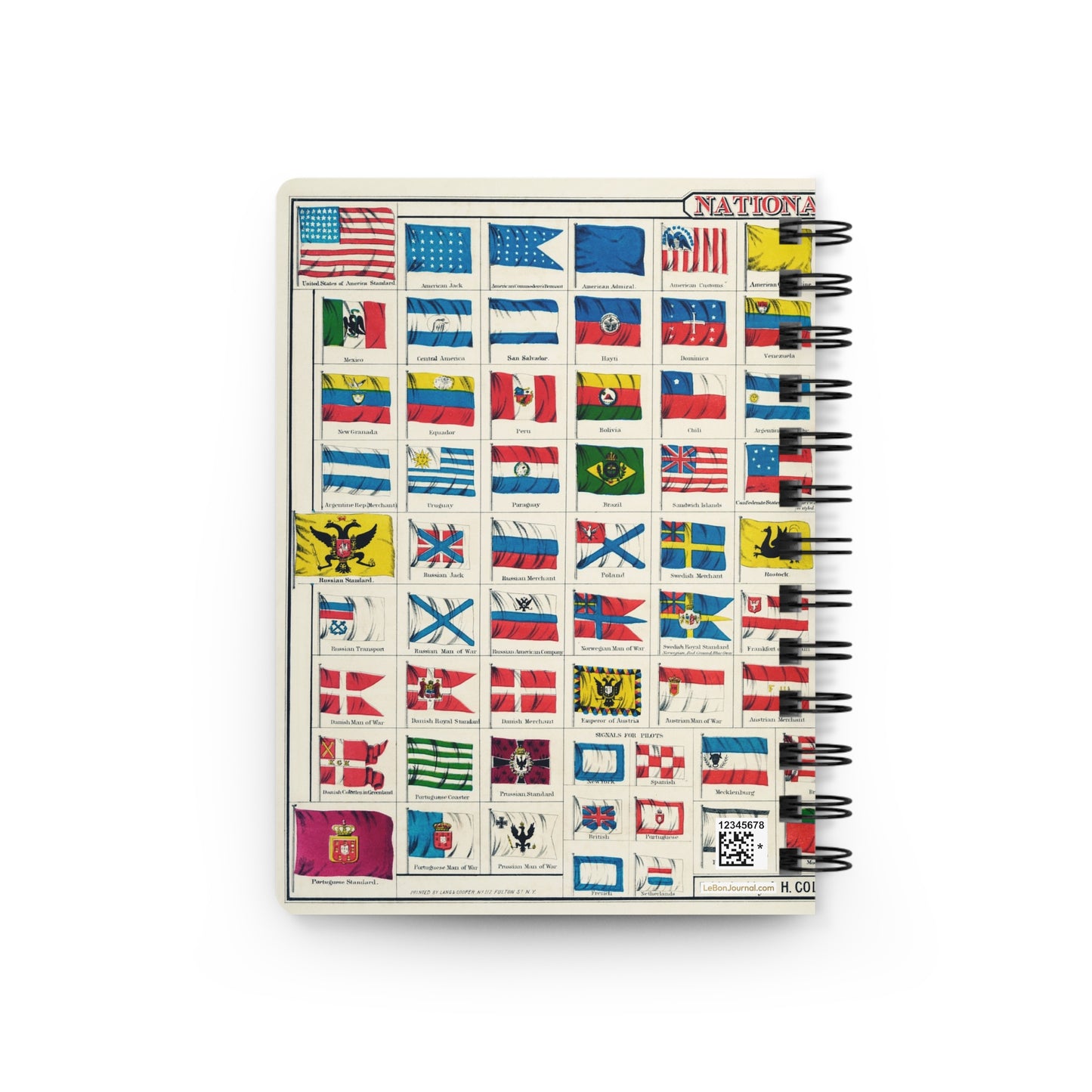 Colton National Flags Spiral Journal — J. H. Colton & Co. 1863–1866 Vexillological Chart New York