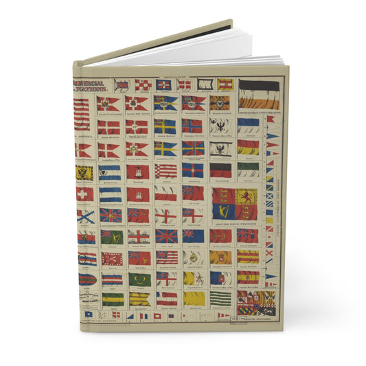 Flags of All Nations Hardcover Journal — World Map Patriotic Notebook