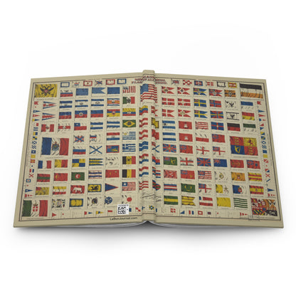 Flags of All Nations Hardcover Journal — World Map Patriotic Notebook