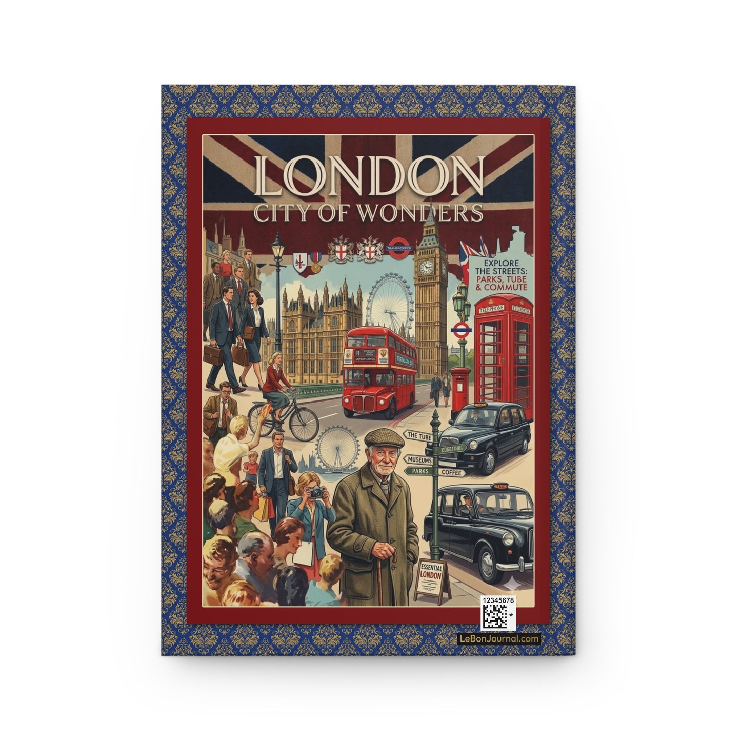 London City of Wonders Hardcover Journal — Vintage London Illustration Notebook