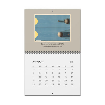 2026 astronomy wall calendar open on January vintage astronomical chart 11 x 8.5 inches matte finish - LeBonJournal