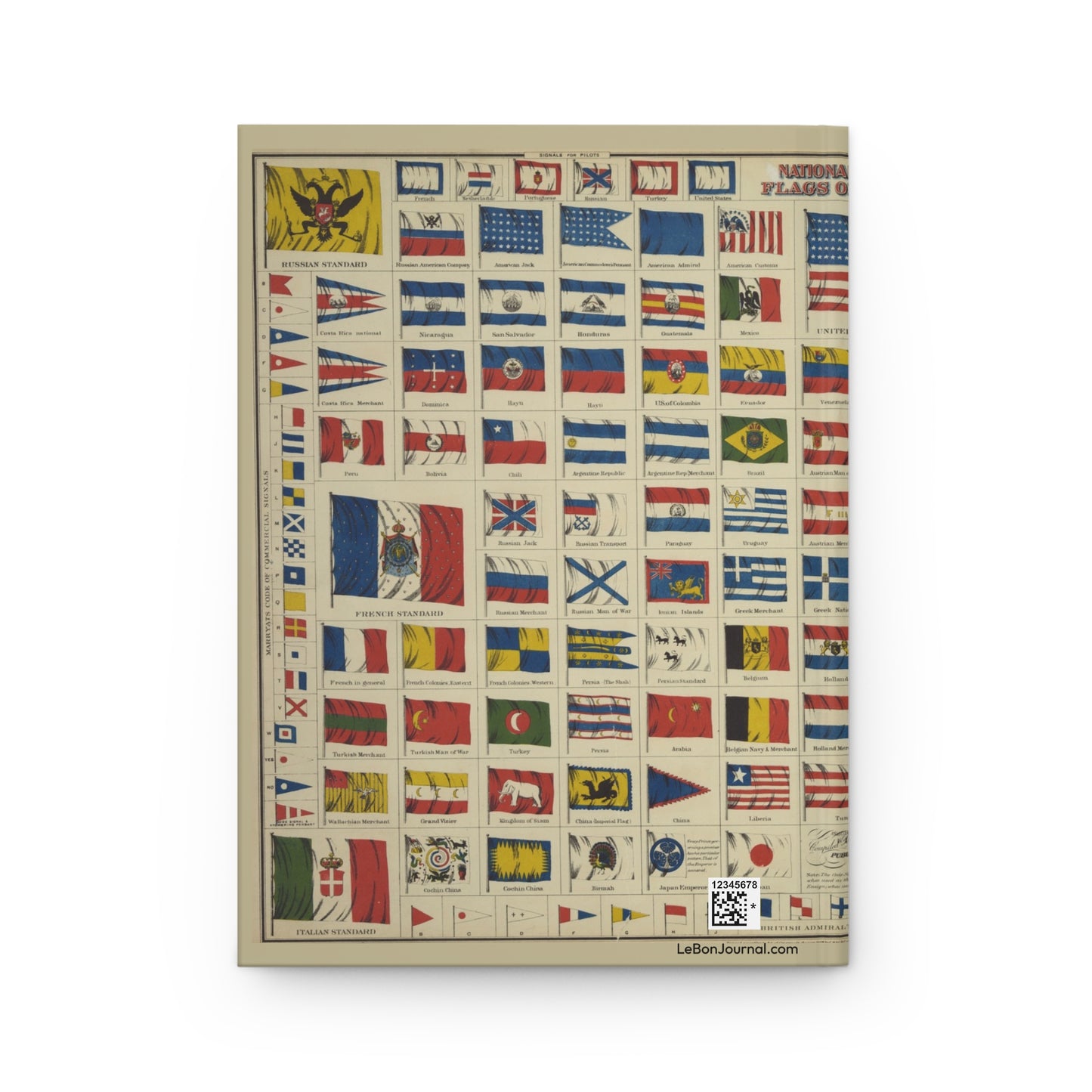 Flags of All Nations Hardcover Journal — World Map Patriotic Notebook