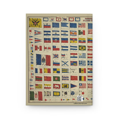 Flags of All Nations Hardcover Journal — World Map Patriotic Notebook