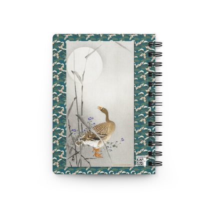 Ohara Koson Geese Spiral Journal — Flying Geese 1926 & Goose at Full Moon Shin-hanga Kachō-e