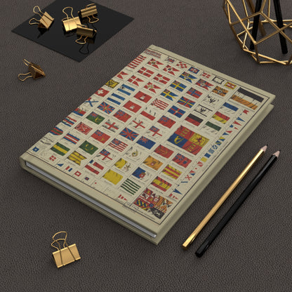 Flags of All Nations Hardcover Journal — World Map Patriotic Notebook