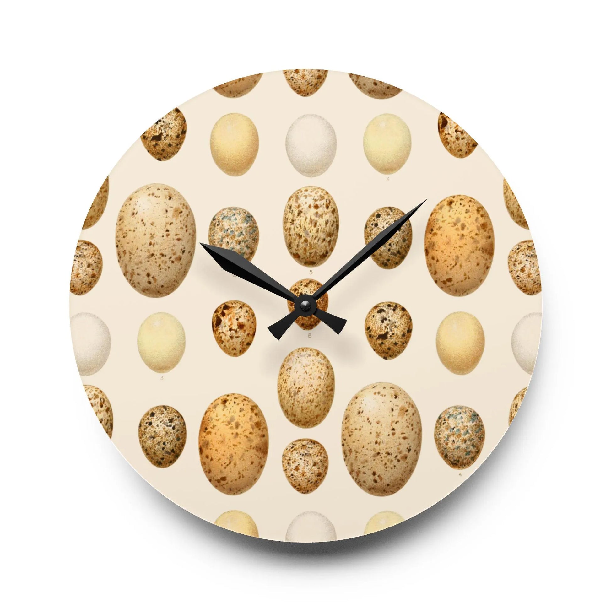 Wall clock with botanical speckled egg pattern, premium LeBonJournal natural design