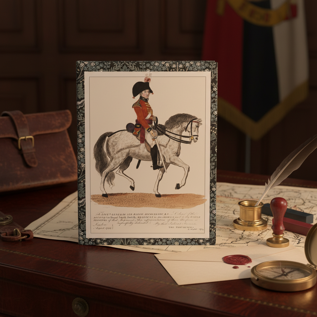 Abercromby 1799 Royal Scots Greys British military journal on Georgian officer desk with campaign map wax seal quill and brass compass - LeBonJournal
