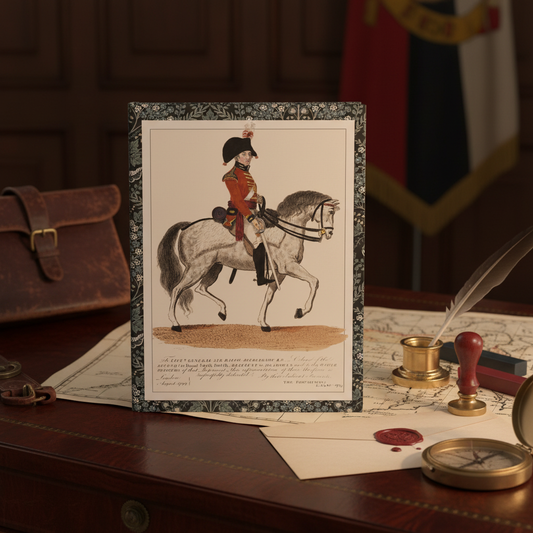 Abercromby 1799 Royal Scots Greys British military journal on Georgian officer desk with campaign map wax seal quill and brass compass - LeBonJournal
