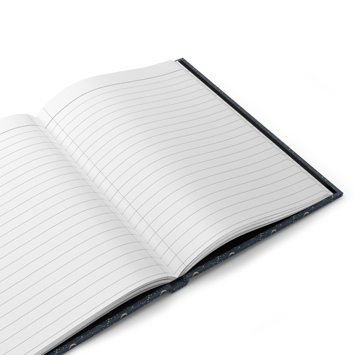 Open Astronomy journal displaying 150 ruled lined pages with perforations for easy tear-out, casewrap binding, and premium paper quality for celestial observations and stargazing notes - LeBonJournal