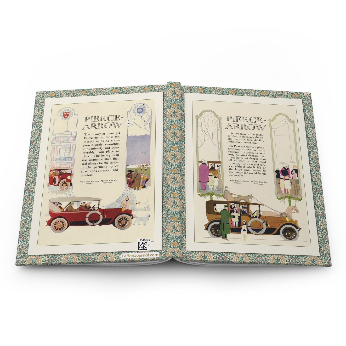 Automobile hardcover journal spine and full-wrap Pierce-Arrow 1914 vintage advertisement - LeBonJournal
