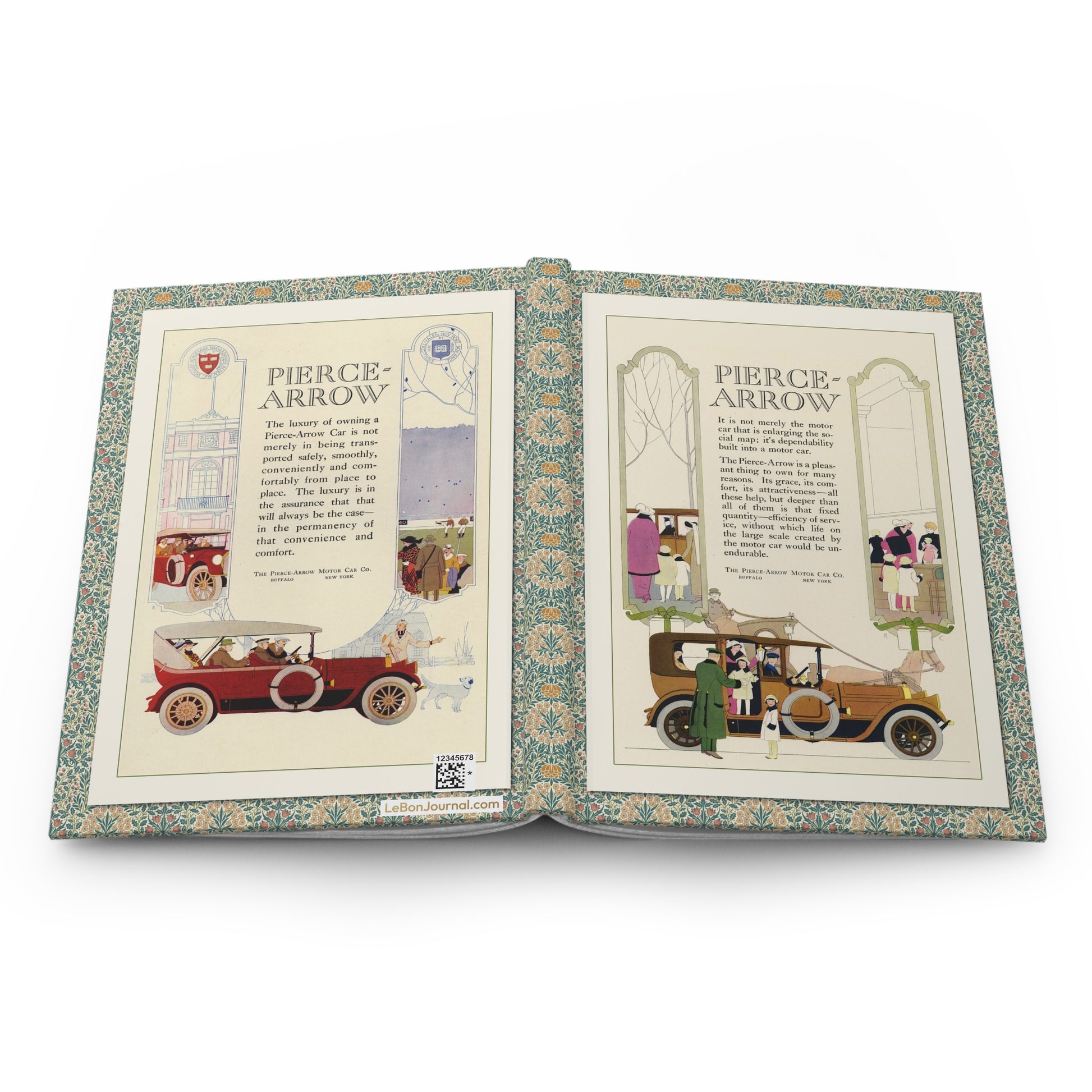 Automobile hardcover journal spine and full-wrap Pierce-Arrow 1914 vintage advertisement - LeBonJournal
