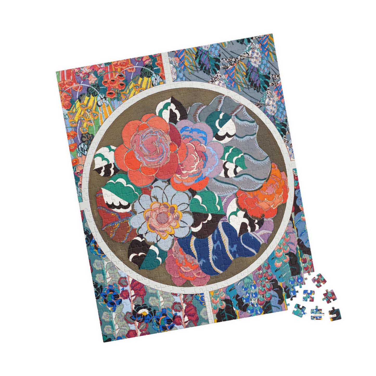 Bénédictus 1928 Variation 11 flower Art Déco 520 piece puzzle in lifestyle setting with editorial home ambiance - LeBonJournal