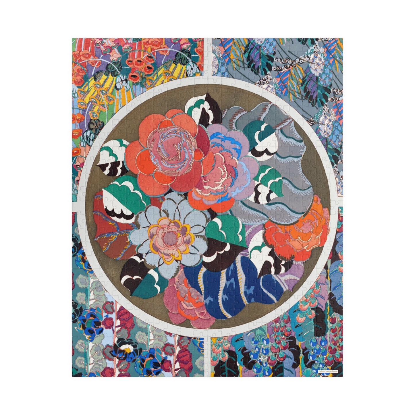 Bénédictus 1928 Variation 11 flower Art Déco pattern puzzle front view 520 pieces from Variations Quatre-Vingt-Six - LeBonJournal