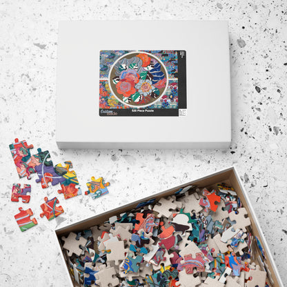 Bénédictus 1928 Variation 11 flower Art Déco puzzle box with pieces and Variation 11 motif printed on lid - LeBonJournal