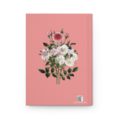 Botticelli Journal Back Cover — Redouté Roses Pink Background - LeBonJournal