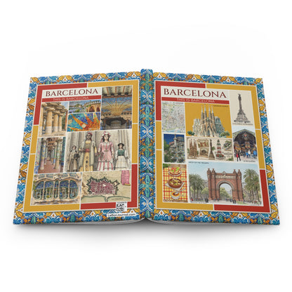 Barcelona hardcover journal spine and full-wrap Gaudí Modernisme Catalan yellow turquoise green collage - LeBonJournal

