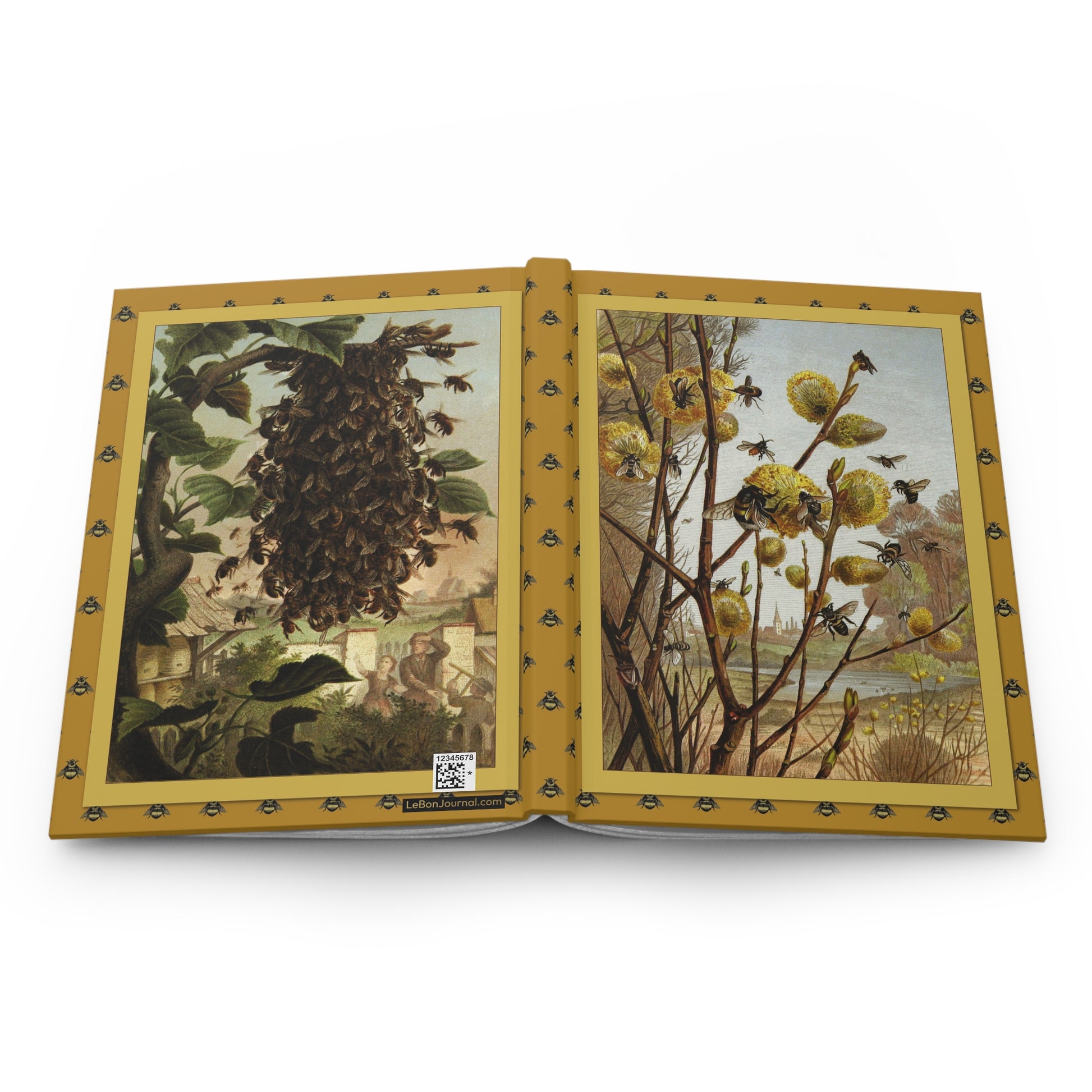 Brehm Taschenberg 1877 Bees in Spring hardcover journal spine and full-wrap Victorian chromolithograph Brehms Tierleben - LeBonJournal