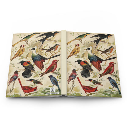 Bird hardcover journal spine full-wrap Diccionario Enciclopedico Salvat 1950s ornithology plate - LeBonJournal
