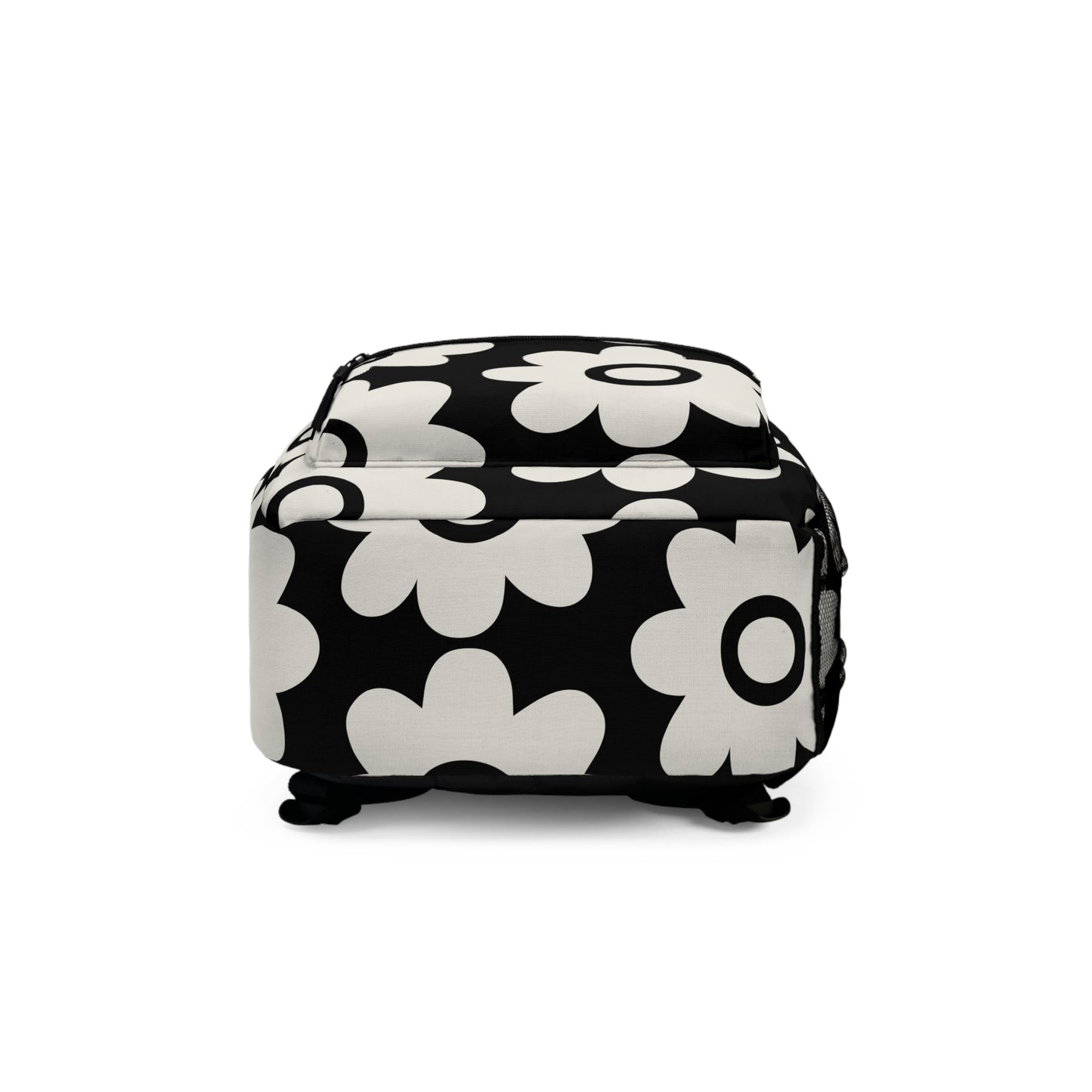 Bold retro daisy backpack bottom view showing base construction and durability - LeBonJournal