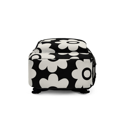 Bold retro daisy backpack bottom view showing base construction and durability - LeBonJournal