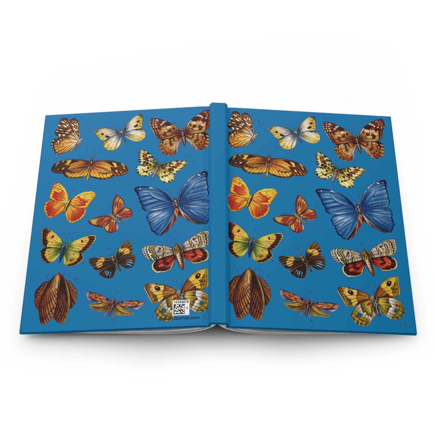 Butterfly hardcover journal spine full-wrap El Tesoro de la Juventud Blue Morpho blue - LeBonJournal
