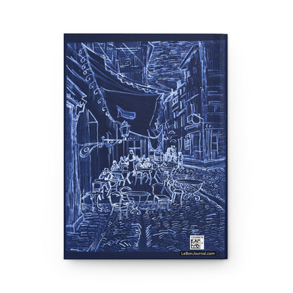 Café Terrace blue white negative cyanotype linocut back cover Van Gogh contemporary reinterpretation - LeBonJournal

