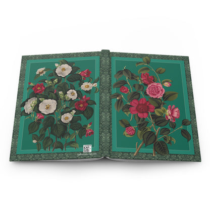 Camellia hardcover journal spine and full-wrap Clara Maria Pope 1819 botanical plates from Samuel Curtis Monograph Genus Camellia - LeBonJournal
