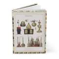 Hardcover chemistry journal standing upright showing front cover with Encyclopaedia Londinensis 1800 Modern Chemical Apparatus Plate III by John Wilkes on matte finish cover - LeBonJournal