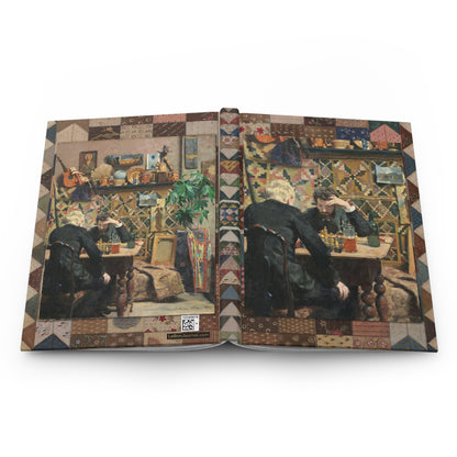 Chess players hardcover journal spine and full-wrap Gustav Wentzel 1886 Sjakkspillere Norwegian naturalism design - LeBonJournal