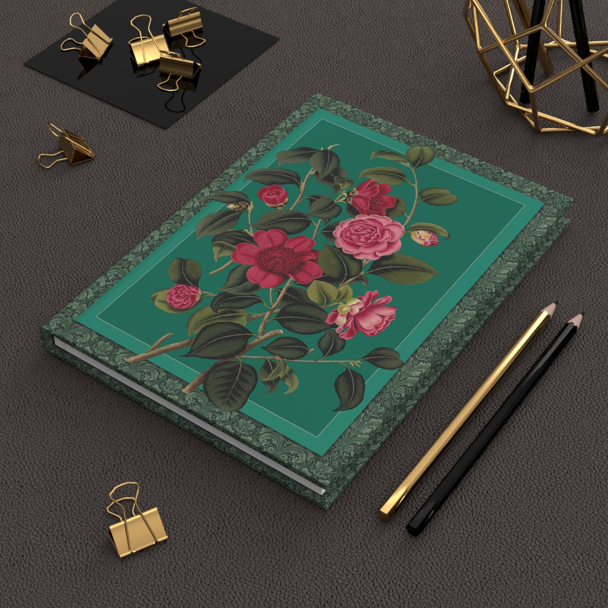 Clara Maria Pope 1819 camellia journal on workspace celebrating Regency botanical art and British horticultural history - LeBonJournal