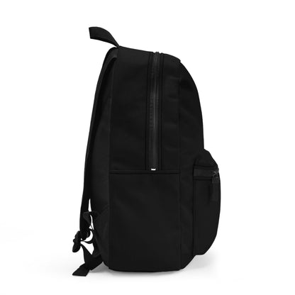 Classic black backpack right side view showing zipper and strap detail - LeBonJournal