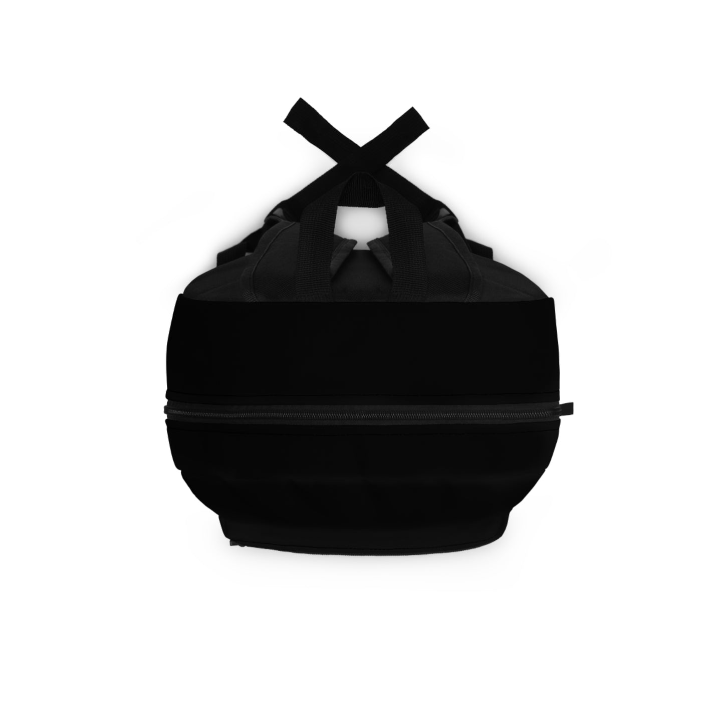 Classic black backpack top view showing handle and zipper closures - LeBonJournal
