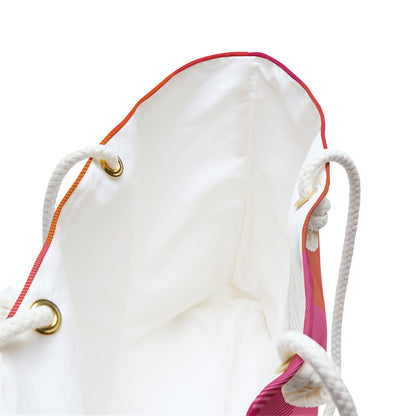 Colorblock plaid campus tote open showing spacious cream cotton-poly interior lining and gold grommets - LeBonJournal
