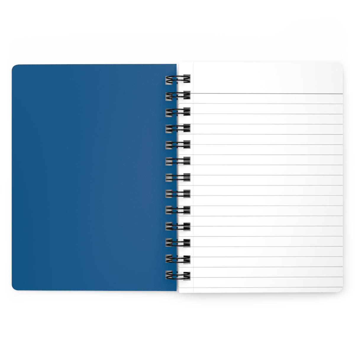 Colton national flags spiral journal open showing navy blue inside cover and perforated lined pages with metal spiral binding - LeBonJournal