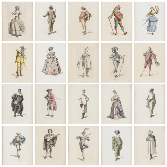Mosaic featuring Commedia dell'Arte characters by Maurice Sand - LeBonJournal